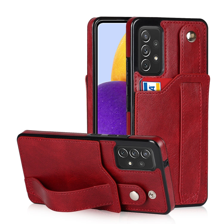 Crazy Horse Texture TPU antiurto + custodia in pelle PU con slot per schede e supporto per cinturino da polso, For Samsung Galaxy A82 5G, For Samsung Galaxy A72 5G / 4G, For Samsung Galaxy A52 5G / 4G