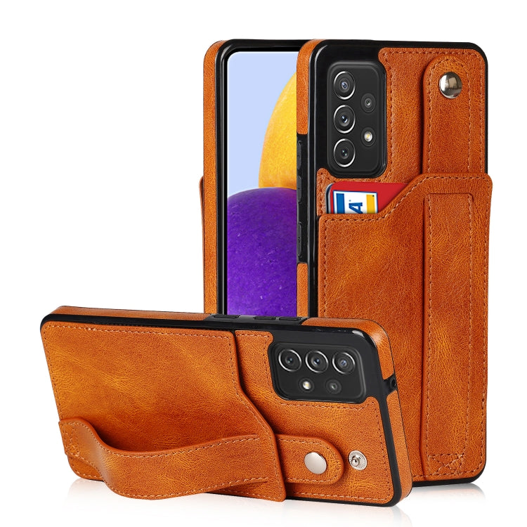 Crazy Horse Texture TPU antiurto + custodia in pelle PU con slot per schede e supporto per cinturino da polso, For Samsung Galaxy A82 5G, For Samsung Galaxy A72 5G / 4G, For Samsung Galaxy A52 5G / 4G