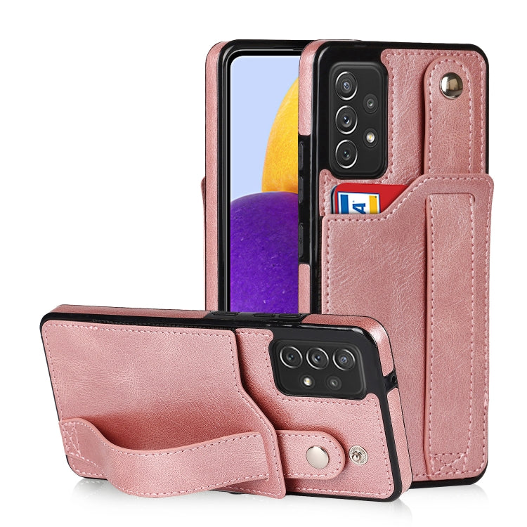 Crazy Horse Texture TPU antiurto + custodia in pelle PU con slot per schede e supporto per cinturino da polso, For Samsung Galaxy A82 5G, For Samsung Galaxy A72 5G / 4G, For Samsung Galaxy A52 5G / 4G