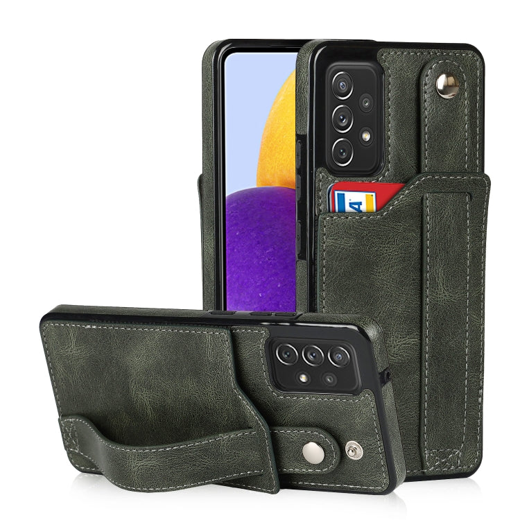Crazy Horse Texture TPU antiurto + custodia in pelle PU con slot per schede e supporto per cinturino da polso, For Samsung Galaxy A82 5G, For Samsung Galaxy A72 5G / 4G, For Samsung Galaxy A52 5G / 4G