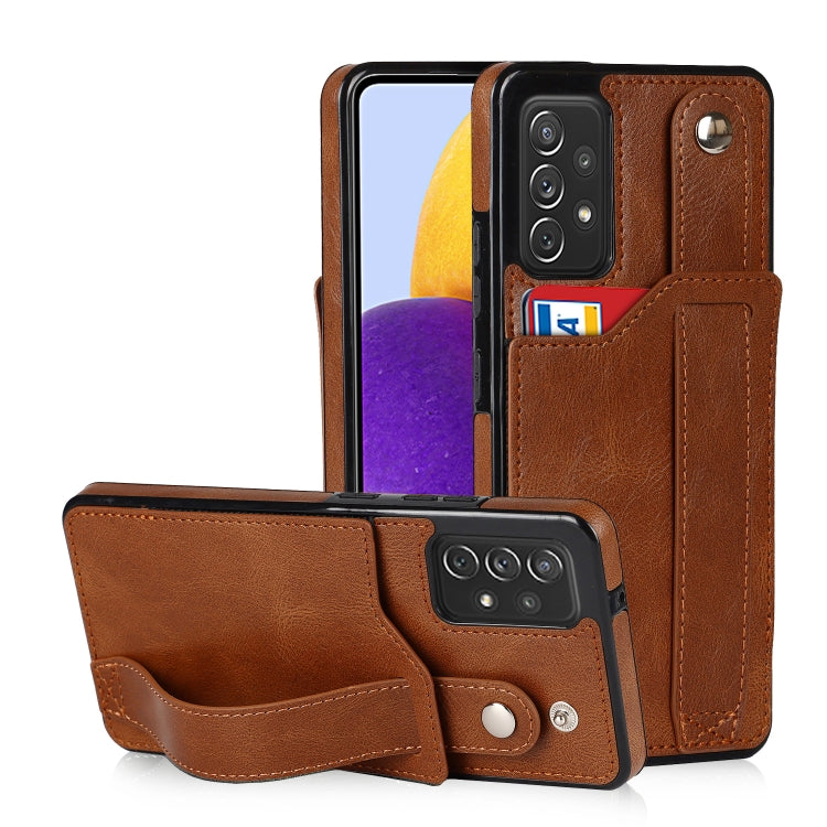 Crazy Horse Texture TPU antiurto + custodia in pelle PU con slot per schede e supporto per cinturino da polso, For Samsung Galaxy A82 5G, For Samsung Galaxy A72 5G / 4G, For Samsung Galaxy A52 5G / 4G