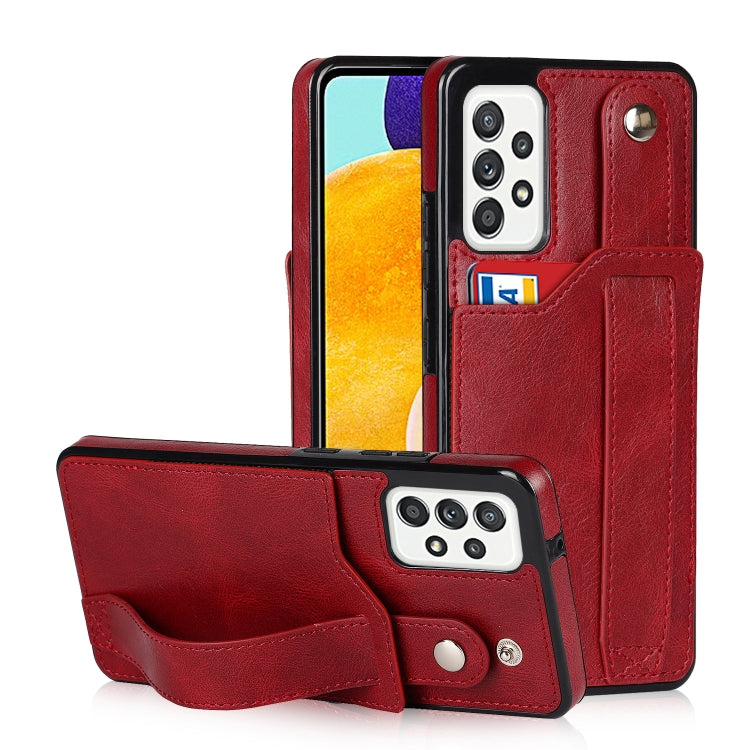 Crazy Horse Texture TPU antiurto + custodia in pelle PU con slot per schede e supporto per cinturino da polso, For Samsung Galaxy A82 5G, For Samsung Galaxy A72 5G / 4G, For Samsung Galaxy A52 5G / 4G