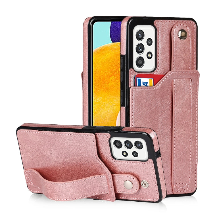Crazy Horse Texture TPU antiurto + custodia in pelle PU con slot per schede e supporto per cinturino da polso, For Samsung Galaxy A82 5G, For Samsung Galaxy A72 5G / 4G, For Samsung Galaxy A52 5G / 4G