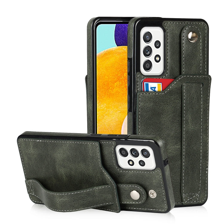 Crazy Horse Texture TPU antiurto + custodia in pelle PU con slot per schede e supporto per cinturino da polso, For Samsung Galaxy A82 5G, For Samsung Galaxy A72 5G / 4G, For Samsung Galaxy A52 5G / 4G