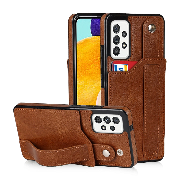 Crazy Horse Texture TPU antiurto + custodia in pelle PU con slot per schede e supporto per cinturino da polso, For Samsung Galaxy A82 5G, For Samsung Galaxy A72 5G / 4G, For Samsung Galaxy A52 5G / 4G