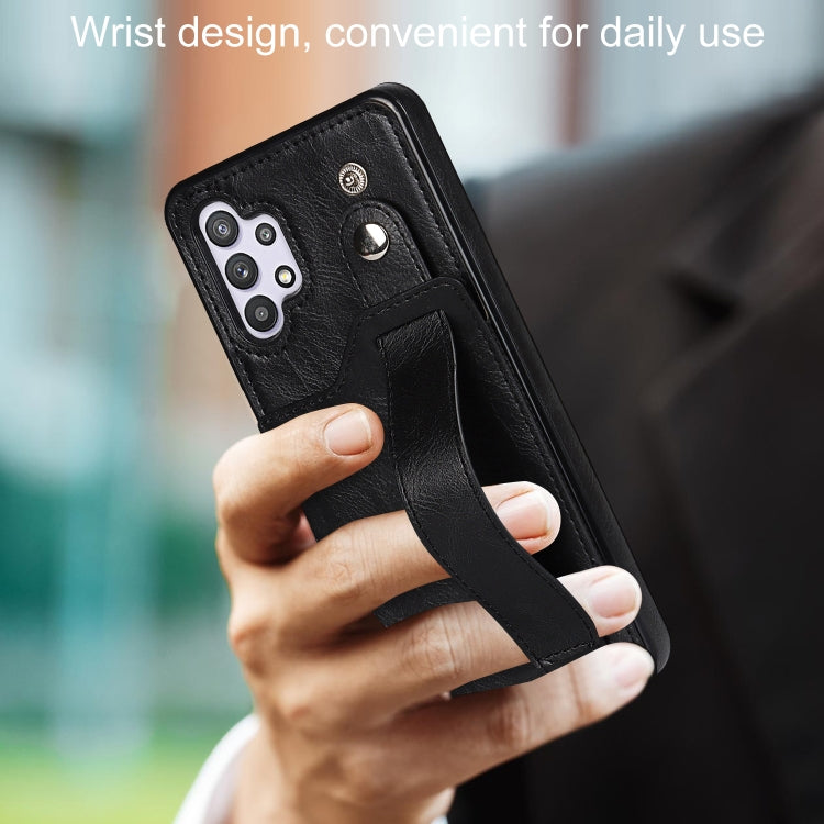 Crazy Horse Texture TPU antiurto + custodia in pelle PU con slot per schede e supporto per cinturino da polso, For Samsung Galaxy A32 5G, For Samsung Galaxy A22 5G