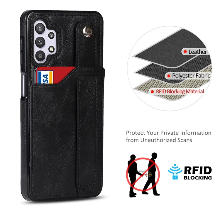 Crazy Horse Texture TPU antiurto + custodia in pelle PU con slot per schede e supporto per cinturino da polso, For Samsung Galaxy A32 5G, For Samsung Galaxy A22 5G