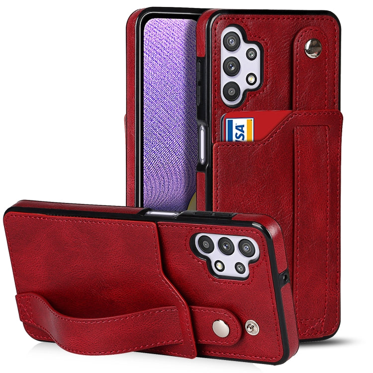 Crazy Horse Texture TPU antiurto + custodia in pelle PU con slot per schede e supporto per cinturino da polso, For Samsung Galaxy A32 5G, For Samsung Galaxy A22 5G