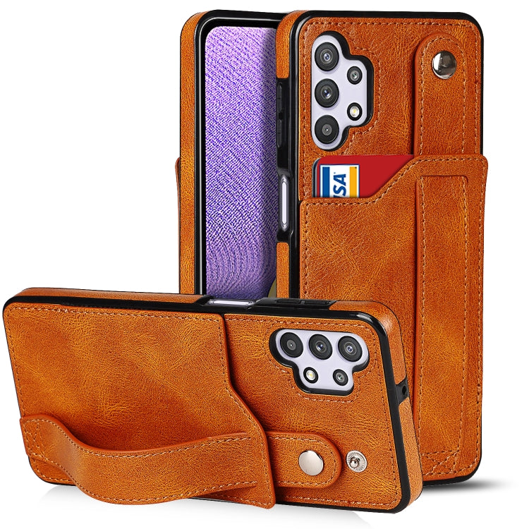 Crazy Horse Texture TPU antiurto + custodia in pelle PU con slot per schede e supporto per cinturino da polso, For Samsung Galaxy A32 5G, For Samsung Galaxy A22 5G