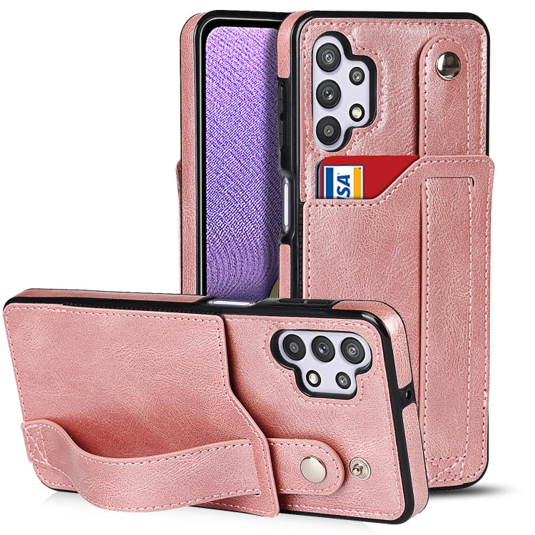 Crazy Horse Texture TPU antiurto + custodia in pelle PU con slot per schede e supporto per cinturino da polso, For Samsung Galaxy A32 5G, For Samsung Galaxy A22 5G