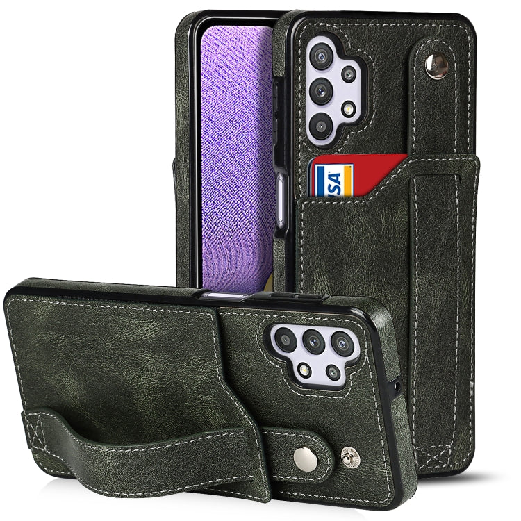 Crazy Horse Texture TPU antiurto + custodia in pelle PU con slot per schede e supporto per cinturino da polso, For Samsung Galaxy A32 5G, For Samsung Galaxy A22 5G