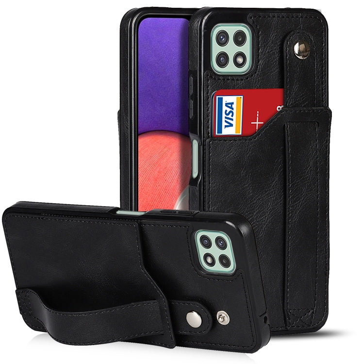 Crazy Horse Texture TPU antiurto + custodia in pelle PU con slot per schede e supporto per cinturino da polso, For Samsung Galaxy A32 5G, For Samsung Galaxy A22 5G