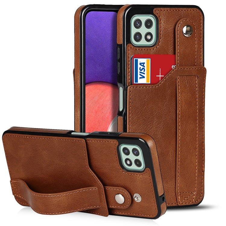 Crazy Horse Texture TPU antiurto + custodia in pelle PU con slot per schede e supporto per cinturino da polso, For Samsung Galaxy A32 5G, For Samsung Galaxy A22 5G