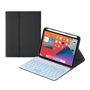 HY006D Tasti rotondi Custodia in pelle per tastiera Bluetooth staccabile con retroilluminazione colorata e supporto per iPad mini 6, HY006D
