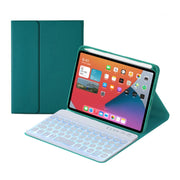 HY006D Tasti rotondi Custodia in pelle per tastiera Bluetooth staccabile con retroilluminazione colorata e supporto per iPad mini 6, HY006D