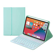 HY006D Tasti rotondi Custodia in pelle per tastiera Bluetooth staccabile con retroilluminazione colorata e supporto per iPad mini 6, HY006D