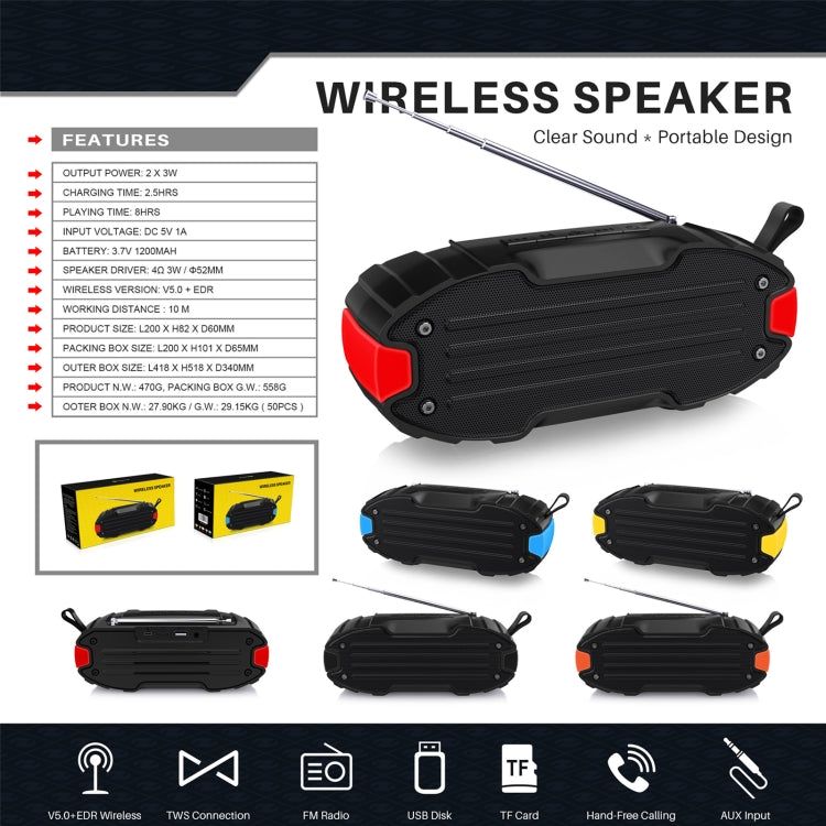 Altoparlante Bluetooth portatile Rixing NR-907FM con radio FM