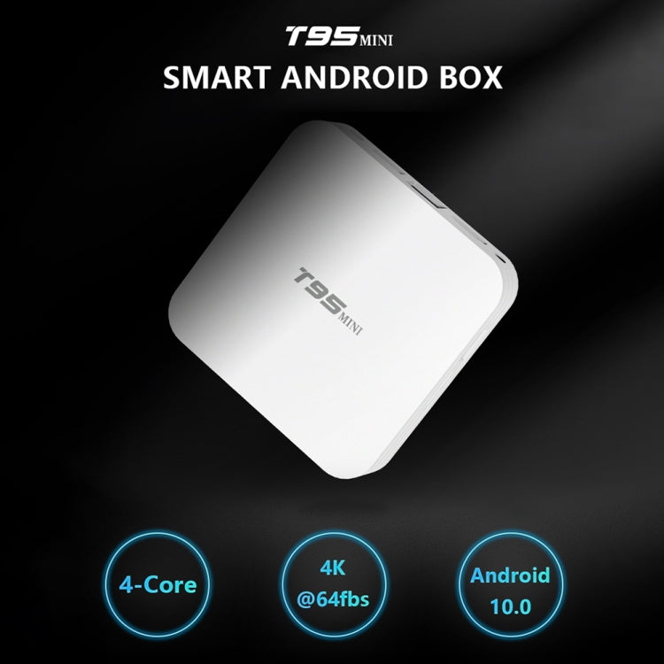T95MINI 4K HD Network TV Set Top Box, Android 10.0, Allwinner H313 Quad Core 64-bit Cortex-A53, 1GB + 8GB, Supporto 2.4G WiFi, HDMI, AV, LAN, USB 2.0,, EU Plug, US Plug, UK Plug, AU Plug