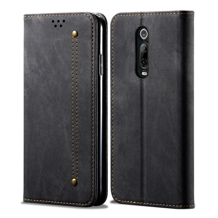 Custodia portafoglio in pelle con texture denim per OnePlus 7T Pr