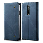 Custodia portafoglio in pelle con texture denim per OnePlus 7T Pr