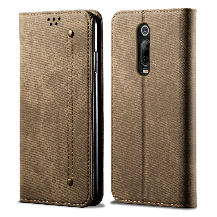 Custodia portafoglio in pelle con texture denim per OnePlus 7T Pr