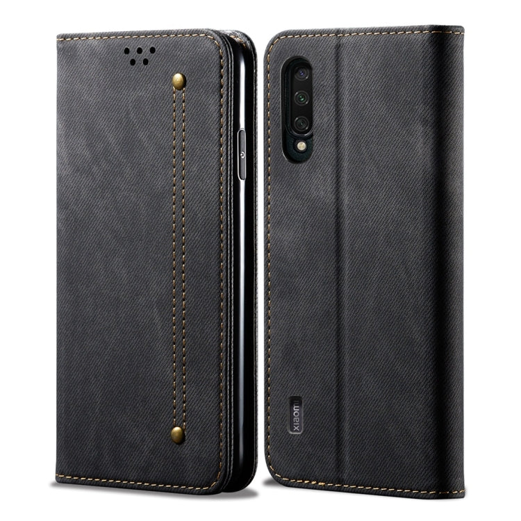 Custodia portafoglio in pelle con texture denim per OnePlus 7T Pr