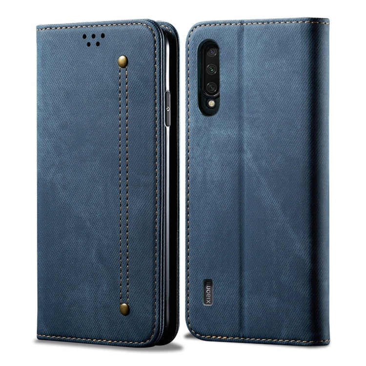Custodia portafoglio in pelle con texture denim per OnePlus 7T Pr