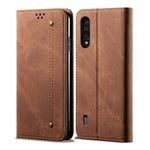 Custodia portafoglio in pelle con texture denim per OnePlus 7T Pr