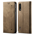 Custodia portafoglio in pelle con texture denim per OnePlus 7T Pr