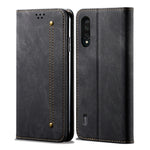 Custodia portafoglio in pelle con texture denim per OnePlus 7T Pr
