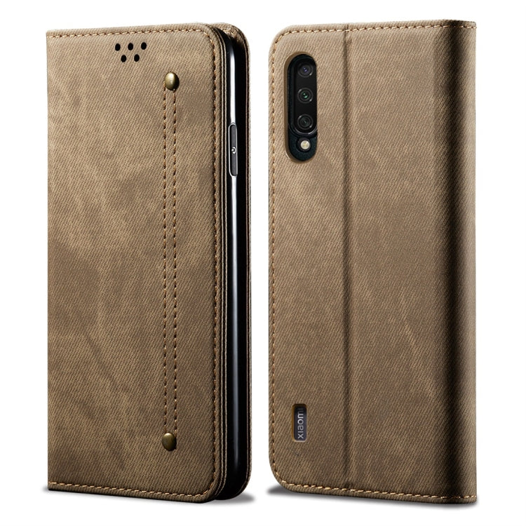 Custodia portafoglio in pelle con texture denim per OnePlus 7T Pr