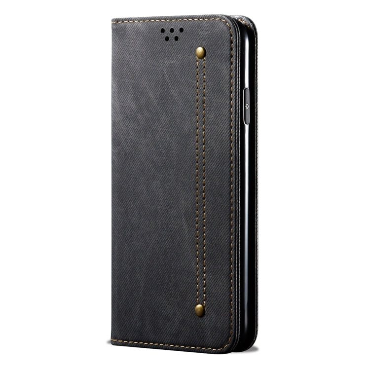 Custodia portafoglio in pelle con texture denim per OnePlus 7T Pr
