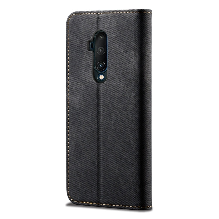 Custodia portafoglio in pelle con texture denim per OnePlus 7T Pr