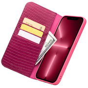 QIALINO Piccola custodia in pelle orizzontale a libro con struttura in coccodrillo con supporto, slot per carte e portafoglio, For iPhone 13, For iPhone 13 Pro, For iPhone 13 Pro Max