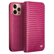 QIALINO Piccola custodia in pelle orizzontale a libro con struttura in coccodrillo con supporto, slot per carte e portafoglio, For iPhone 13, For iPhone 13 Pro, For iPhone 13 Pro Max