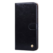 Custodia in pelle a vibrazione orizzontale con struttura in cera d'olio stile business con supporto, slot per schede e portafoglio, For iPhone 13 mini, For iPhone 13, For iPhone 13 Pro, For iPhone 13 Pro Max, For Xiaomi Redmi 10