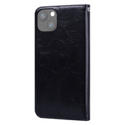 Custodia in pelle a vibrazione orizzontale con struttura in cera d'olio stile business con supporto, slot per schede e portafoglio, For iPhone 13 mini, For iPhone 13, For iPhone 13 Pro, For iPhone 13 Pro Max, For Xiaomi Redmi 10
