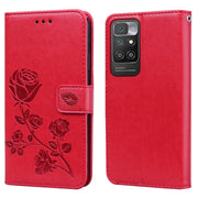Custodia in pelle PU con vibrazione orizzontale in rilievo rosa con supporto, slot per carte e portafoglio, For Xiaomi Redmi 10