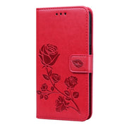Custodia in pelle PU con vibrazione orizzontale in rilievo rosa con supporto, slot per carte e portafoglio, For Xiaomi Redmi 10
