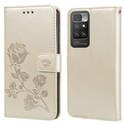 Custodia in pelle PU con vibrazione orizzontale in rilievo rosa con supporto, slot per carte e portafoglio, For Xiaomi Redmi 10