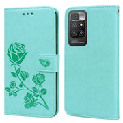 Custodia in pelle PU con vibrazione orizzontale in rilievo rosa con supporto, slot per carte e portafoglio, For Xiaomi Redmi 10