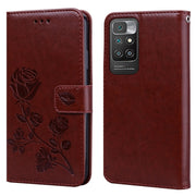 Custodia in pelle PU con vibrazione orizzontale in rilievo rosa con supporto, slot per carte e portafoglio, For Xiaomi Redmi 10