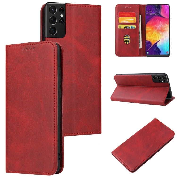 Custodia in pelle a vibrazione orizzontale magnetica con struttura in vitello con supporto, slot per carte e portafoglio, For Samsung Galaxy S21 5G, For Samsung Galaxy S21+ 5G, For Samsung Galaxy S21 Ultra 5G, For Samsung Galaxy S21 FE                 ...