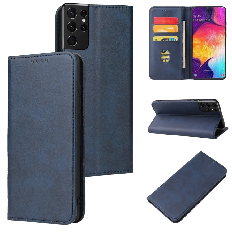 Custodia in pelle a vibrazione orizzontale magnetica con struttura in vitello con supporto, slot per carte e portafoglio, For Samsung Galaxy S21 5G, For Samsung Galaxy S21+ 5G, For Samsung Galaxy S21 Ultra 5G, For Samsung Galaxy S21 FE                 ...