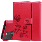 Custodia in pelle PU con vibrazione orizzontale in rilievo rosa con supporto, slot per carte e portafoglio, For iPhone 13 mini, For iPhone 13, For iPhone 13 Pro, For iPhone 13 Pro Max