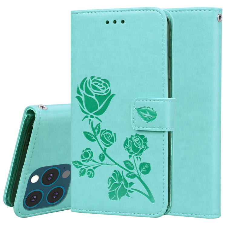 Custodia in pelle PU con vibrazione orizzontale in rilievo rosa con supporto, slot per carte e portafoglio, For iPhone 13 mini, For iPhone 13, For iPhone 13 Pro, For iPhone 13 Pro Max