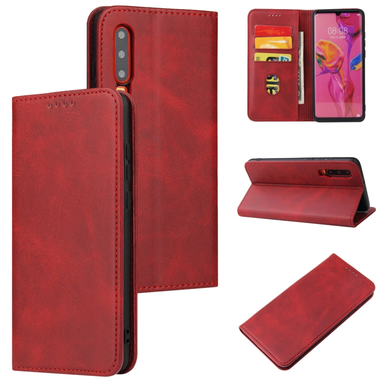 Custodia in pelle a vibrazione orizzontale magnetica con struttura in vitello con supporto, slot per carte e portafoglio, For Huawei P30, For Huawei P30 Pro, For Huawei P40
