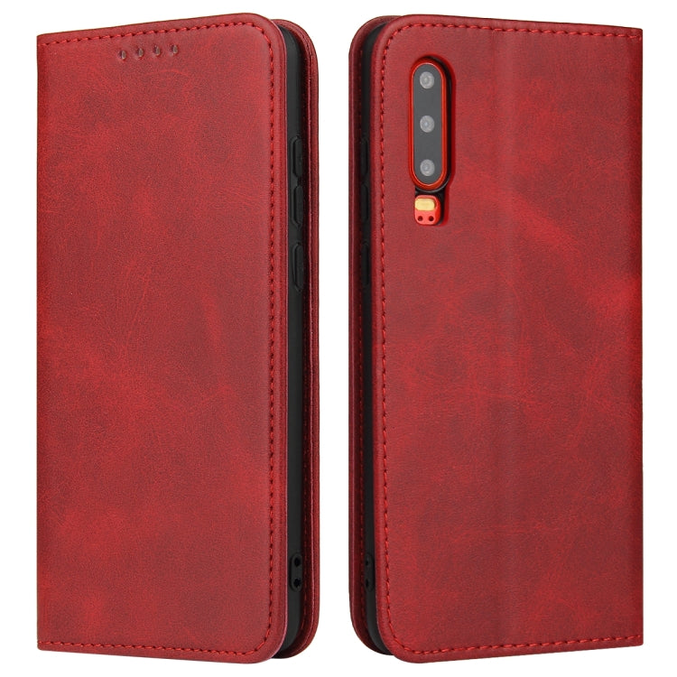 Custodia in pelle a vibrazione orizzontale magnetica con struttura in vitello con supporto, slot per carte e portafoglio, For Huawei P30, For Huawei P30 Pro, For Huawei P40