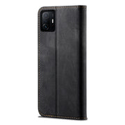 Custodia in pelle a conchiglia orizzontale in stile casual con texture denim con supporto, slot per schede e portafoglio, For Xiaomi 11T Pro