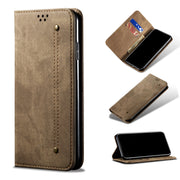 Custodia in pelle a conchiglia orizzontale in stile casual con texture denim con supporto, slot per schede e portafoglio, For Xiaomi 11T Pro